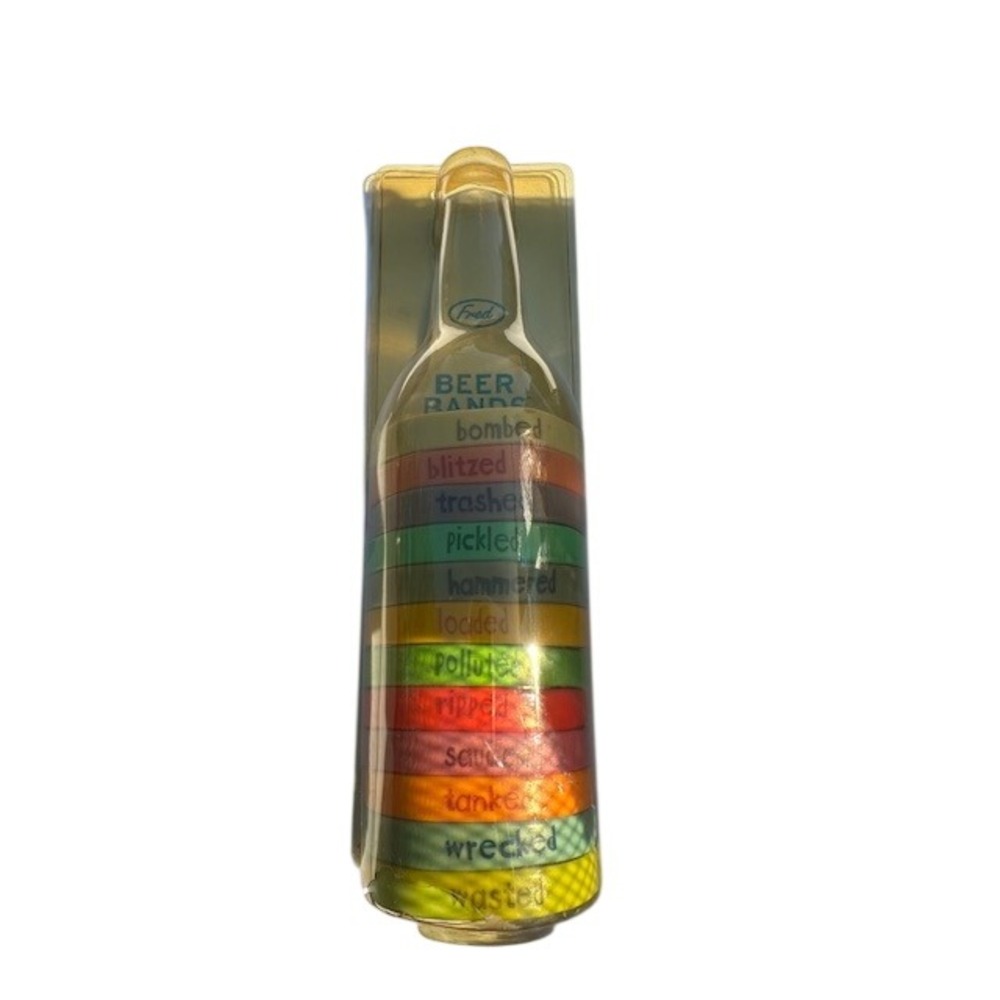 Fred‎ and Friends Beer Bands Silicone Bottle Markers Drink Identifiers 12 Pack